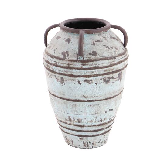 Set of 3 Blue Metal Rustic Vase, 26", 23", 19"